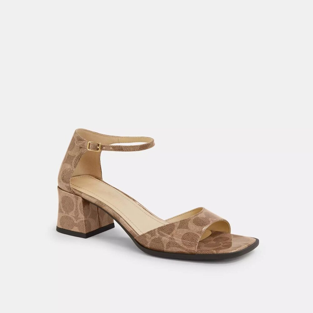 Coach Women's Block Heel Sandal In Signature Canvas Tan